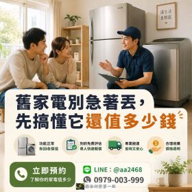 冰箱、洗衣機別急著丟！搞懂回收行情，舊家電也能變現金0979003999